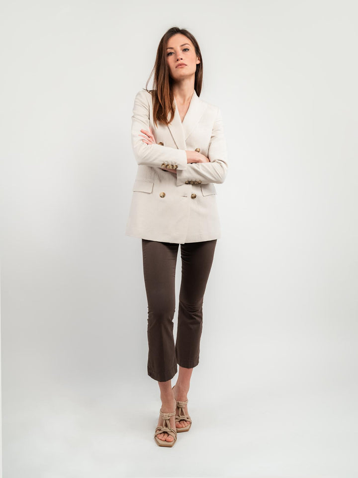 BLAZER DOPPIOPETTO IN LINO BEIGE