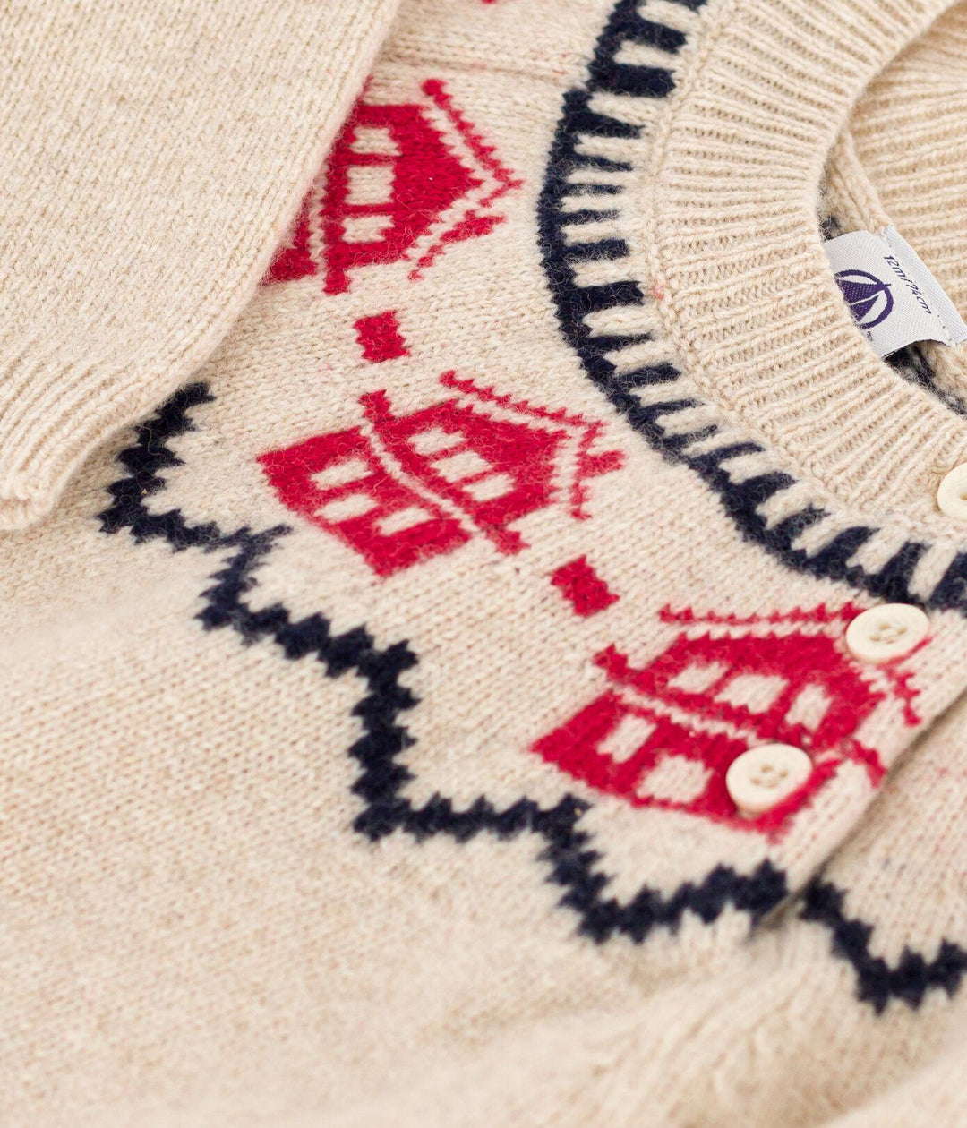 MAGLIONE IN TRICOT DI LANA E COTONE PER BEBÈ A08AA 01 PETIT BATEAU 