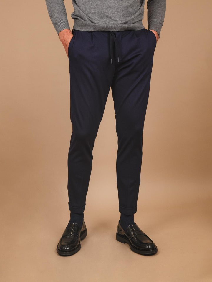 PANTALONE CON COULISSE ELASTICIZZATO BLU OF1CT00P001 174 ANDREA MORANDO 