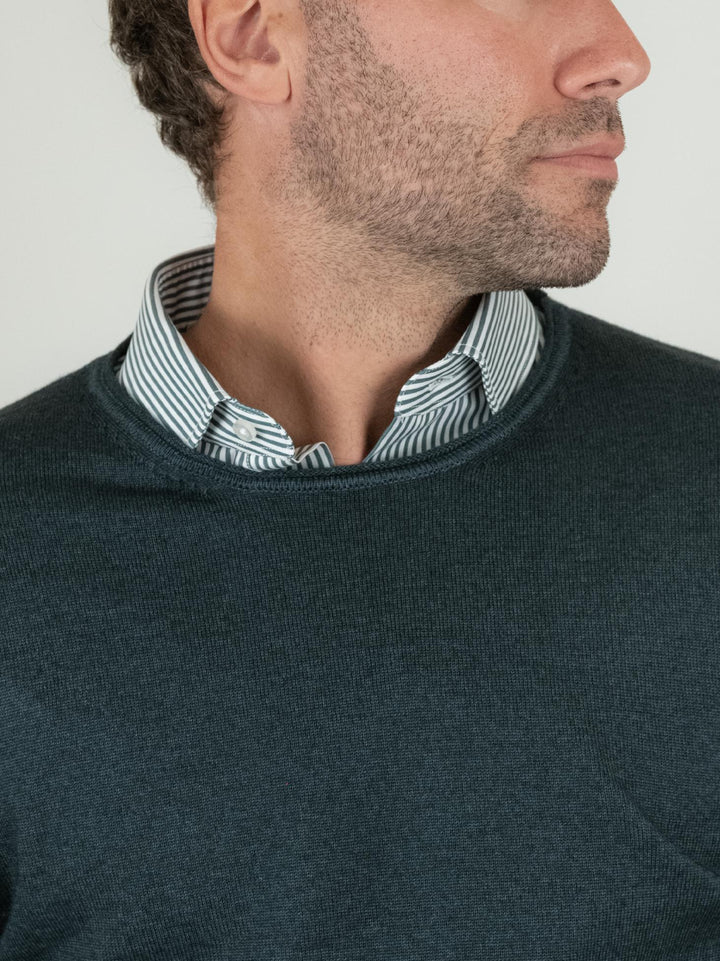MAGLIA GIROCOLLO IN LANA MERINO VERDE 0008 45 FIESOLI DANIELE 