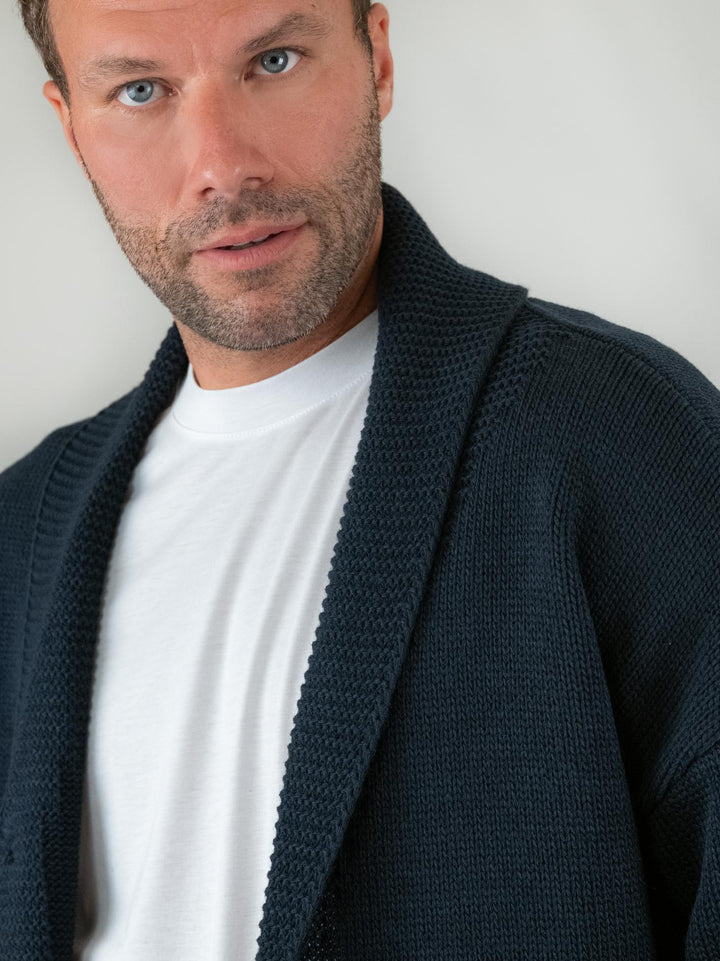 CARDIGAN MISTO LANA BLU F2W4M051M 174 ANDREA MORANDO 