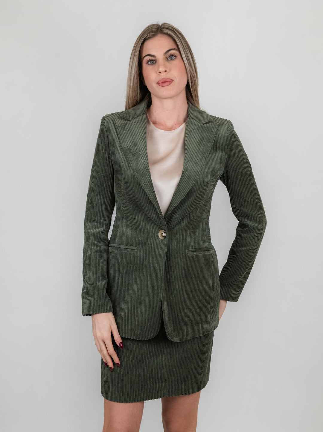 BLAZER VELLUTO VERDE A COSTE GIA5455 SALVIA ANDREA MORANDO 