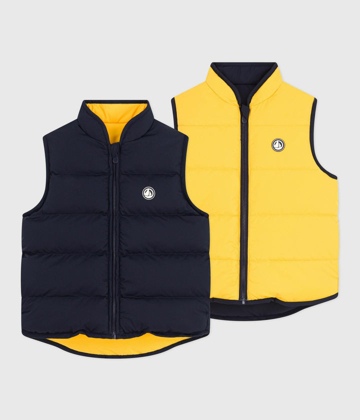 Piumino bambino senza maniche bicolore double face A0DSJ 01 PETIT BATEAU 