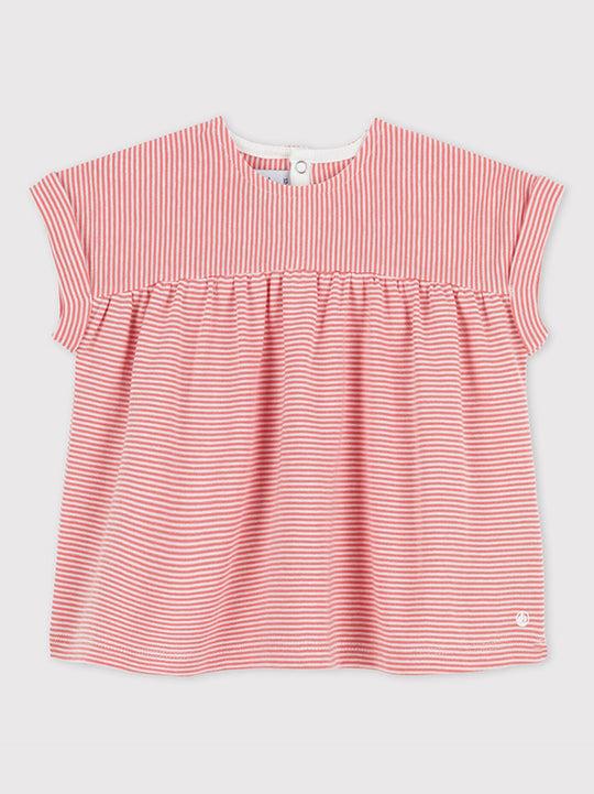 BLUSA BEBè A MANICA CORTA IN COTONE BIOLOGICO A0489 01 PETIT BATEAU 