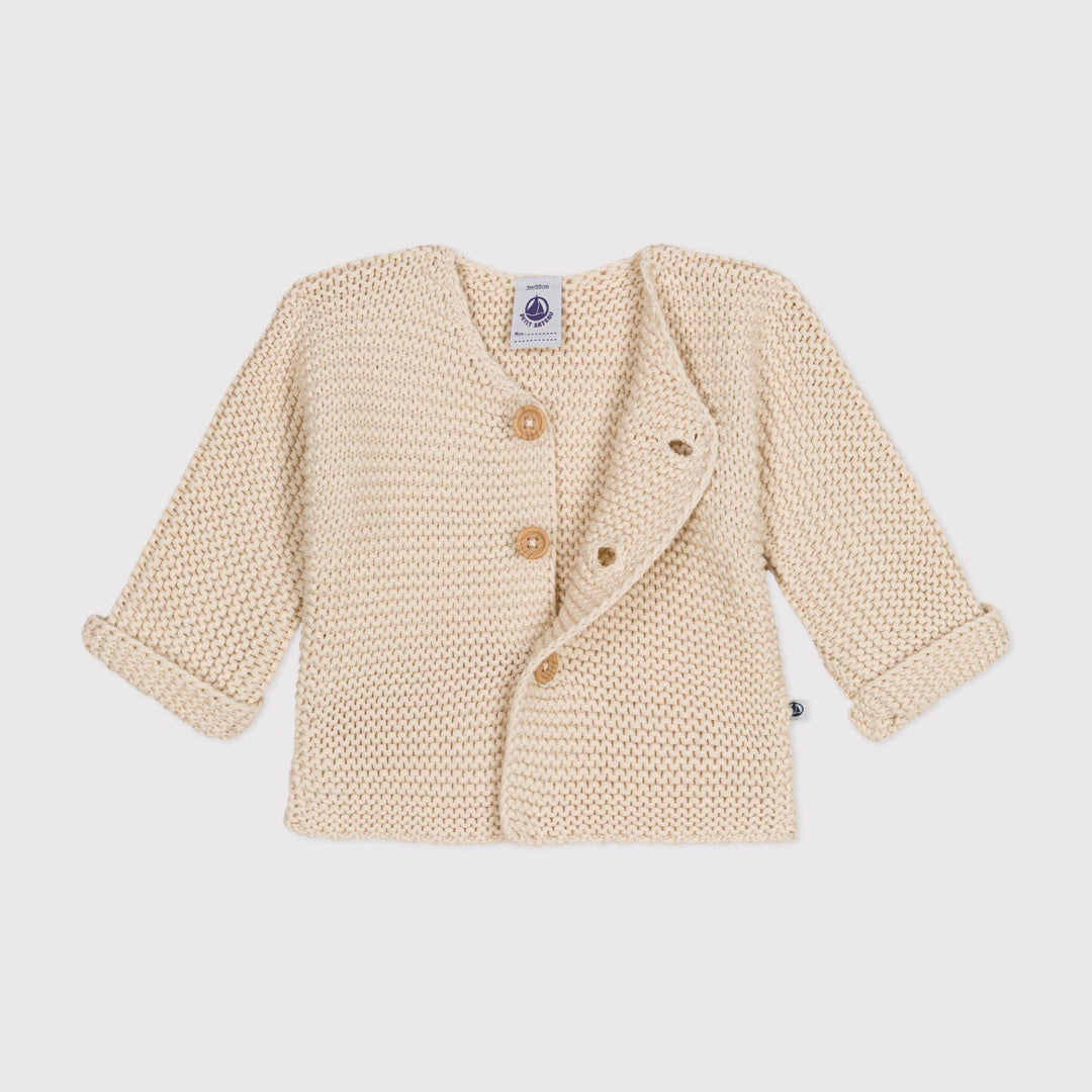 CARDIGAN IN TRICOT A PUNTO LEGACCIO PER BEBÈ A08BQ 03 PETIT BATEAU 