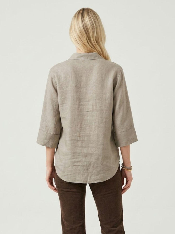 Camicia coreana in lino coloniale 6CM0302 558 ANDREA MORANDO 