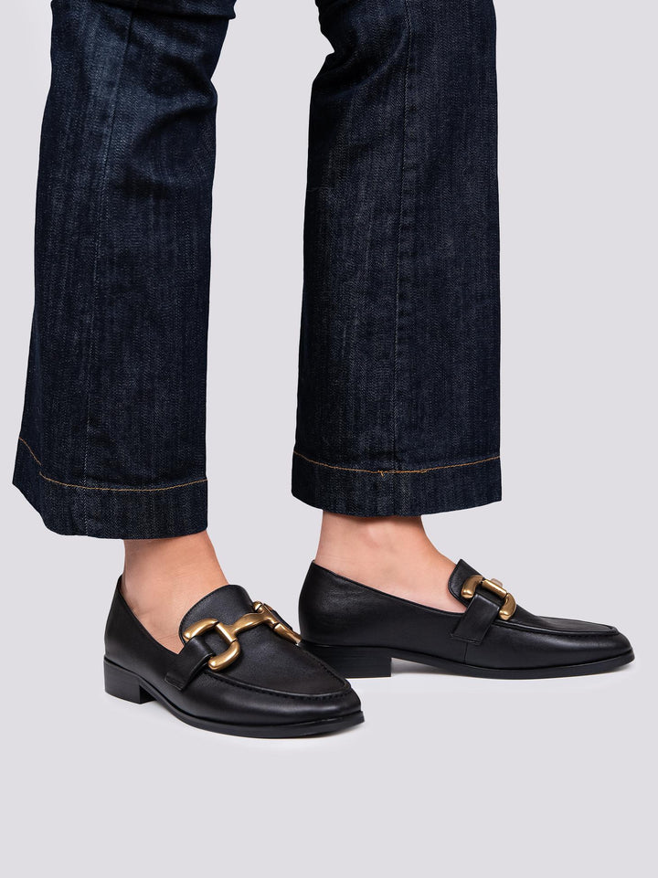MOCASSINO CON MORSETTO FRONTALE IN PELLE NERO 572Z10VK NEGRO ANDREA MORANDO 
