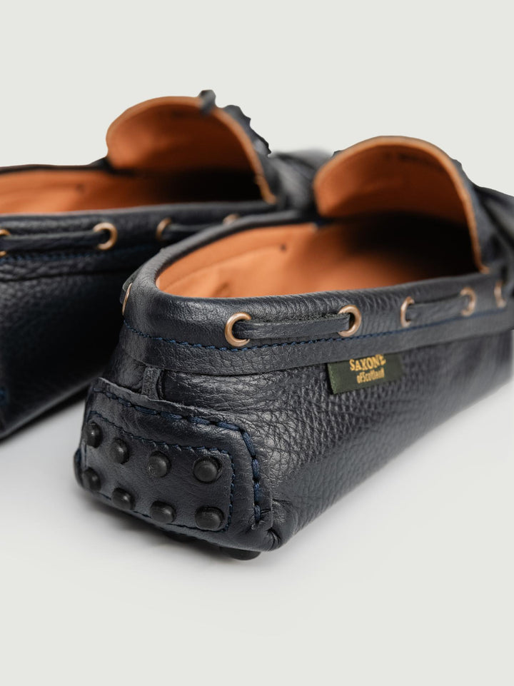 MOCASSINO CON GOMMINI IN PELLE BLU