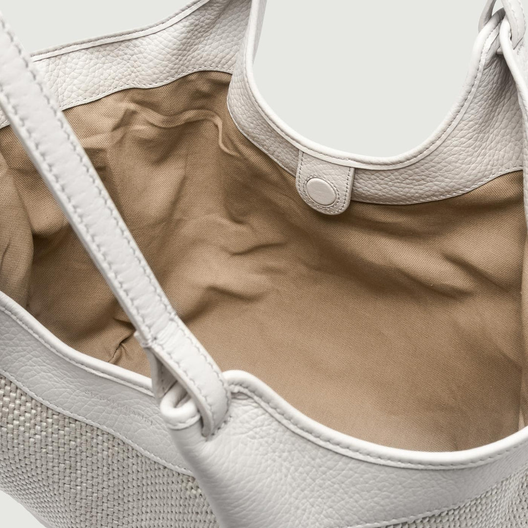 Borsa a spalla Dua in pelle e tessuto bianca BS 10370/24PE CST-PL 211 GIANNI CHIARINI 