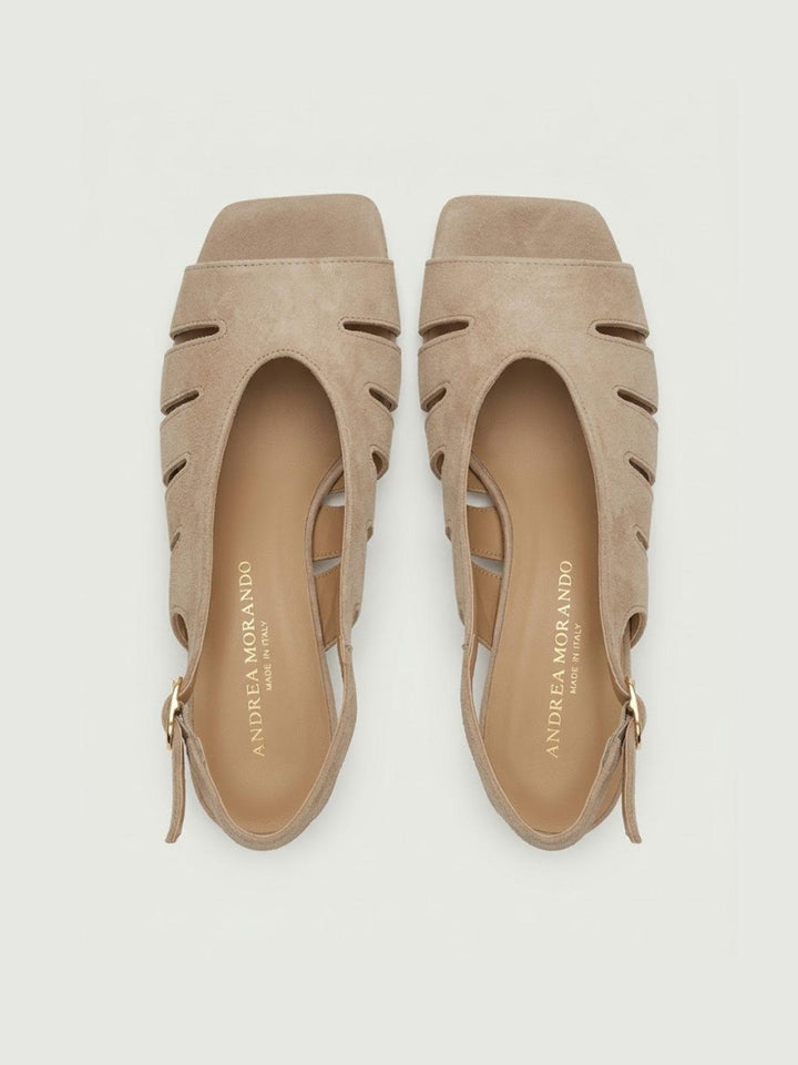 Sandalo slingback in pelle scamosciata cammello 2753 CAMEL ANDREA MORANDO 