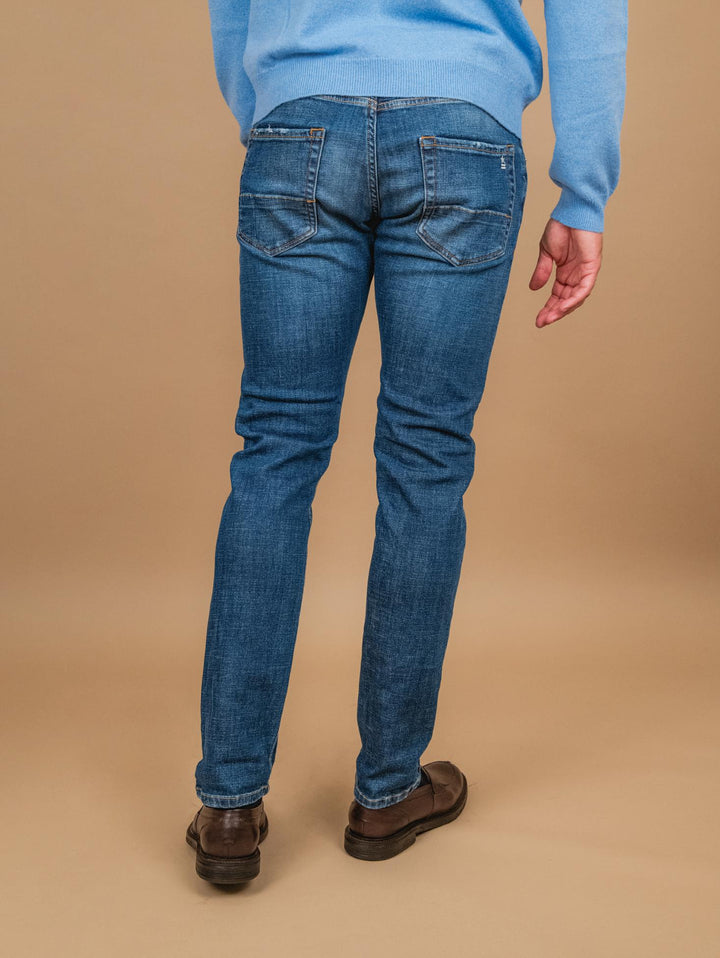 JEANS 5 TASCHE IN DENIM SCURO REGULAR SLIM FIT BARNEY REGULAR B2 UNIFORM 