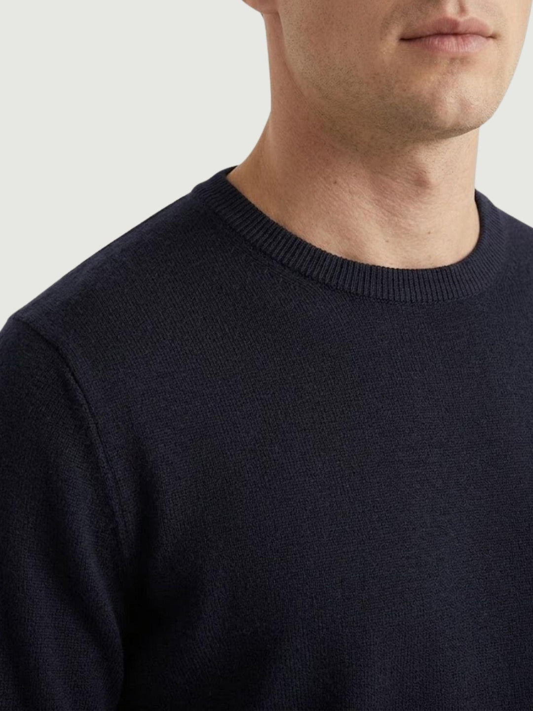 Maglia girocollo in cotone rasato blu navy 3850900 220 ANDREA MORANDO 