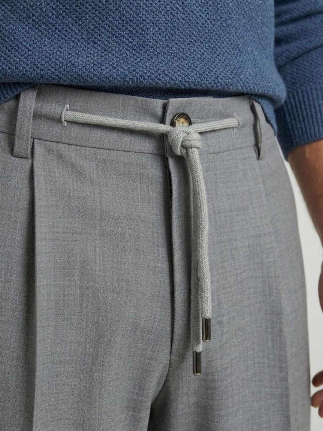 Pantalone fresco lana con coulisse grigio 01PL0204M 9002 ANDREA MORANDO 