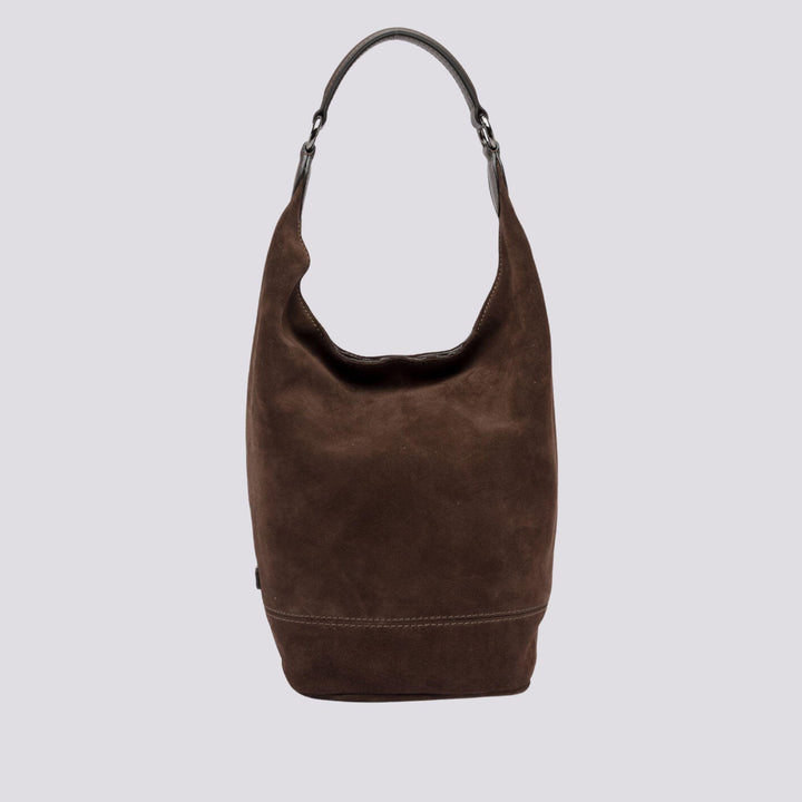 Borsa Phoebe secchiello  in camoscio cioccolato BS 10125 CM-PL 166 GIANNI CHIARINI 