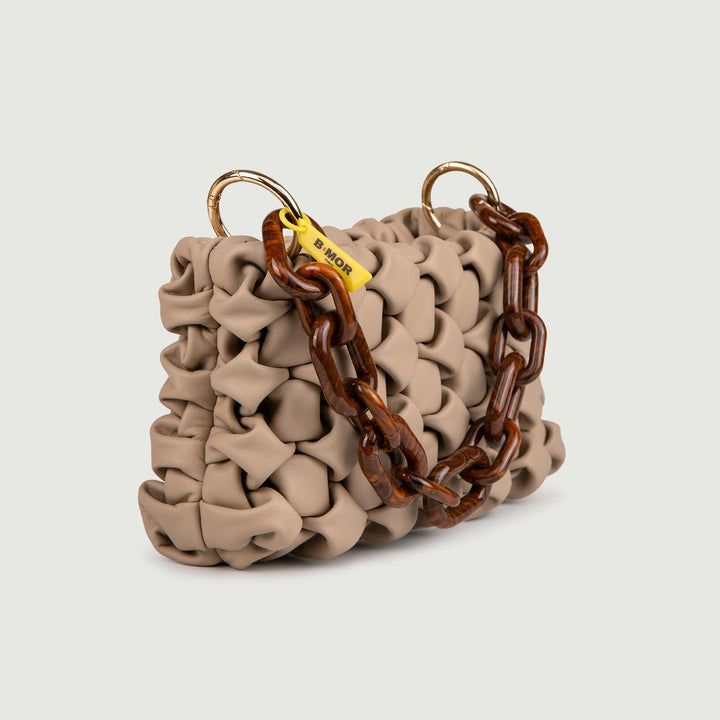 BORSA IN PELLE INTRECCIATA BEIGE "CURLY" CURLYNEW CAPPUCCINO BIMOR 