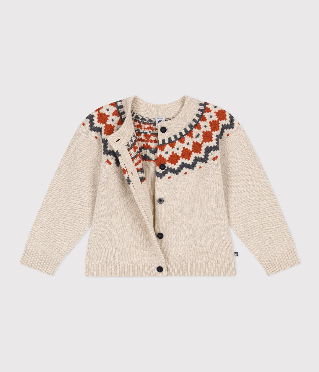 CARDIGAN JACQUARD LANA E COTONE BAMBINA A081P 01 PETIT BATEAU 