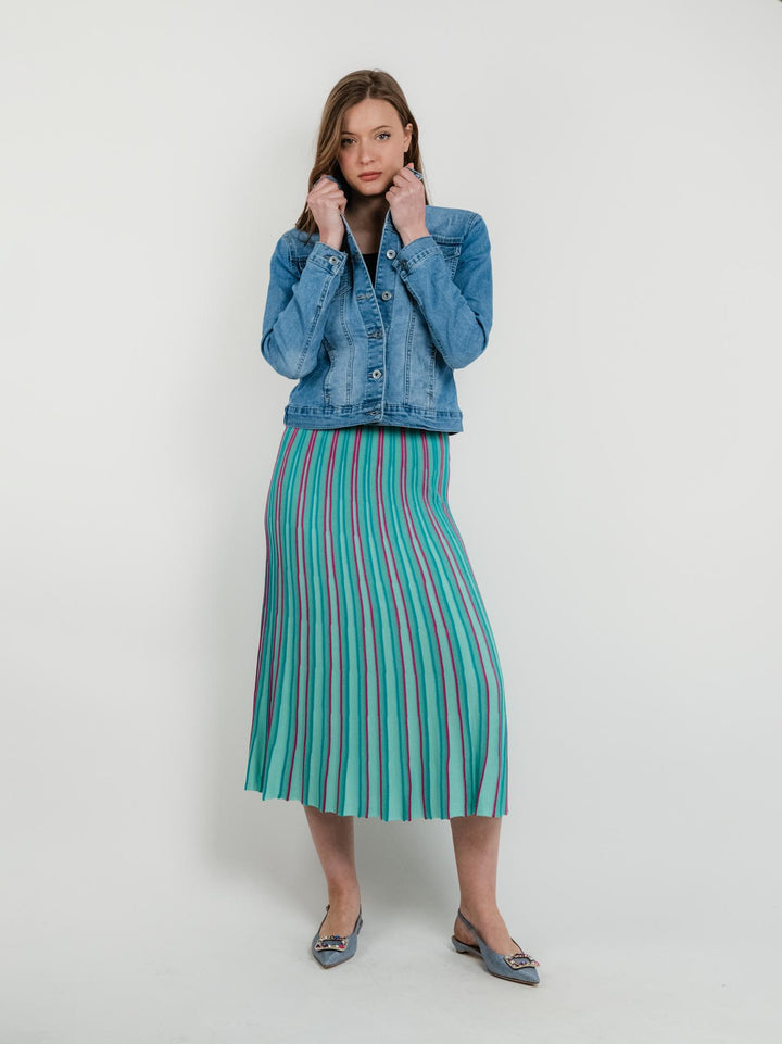 GONNA LUNGA IN MAGLIA MULTICOLOR TURCHESE 515TAIS633 TURCHESE ANDREA MORANDO 