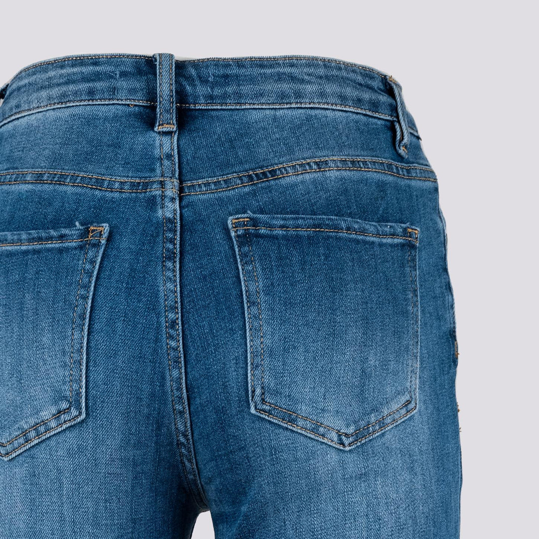 Jeans sfrangiato a trombetta denim medio 1356 DENIM MEDIO ANDREA MORANDO 