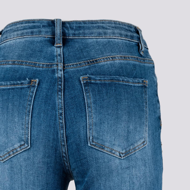 Jeans sfrangiato a trombetta denim medio 1356 DENIM MEDIO ANDREA MORANDO 