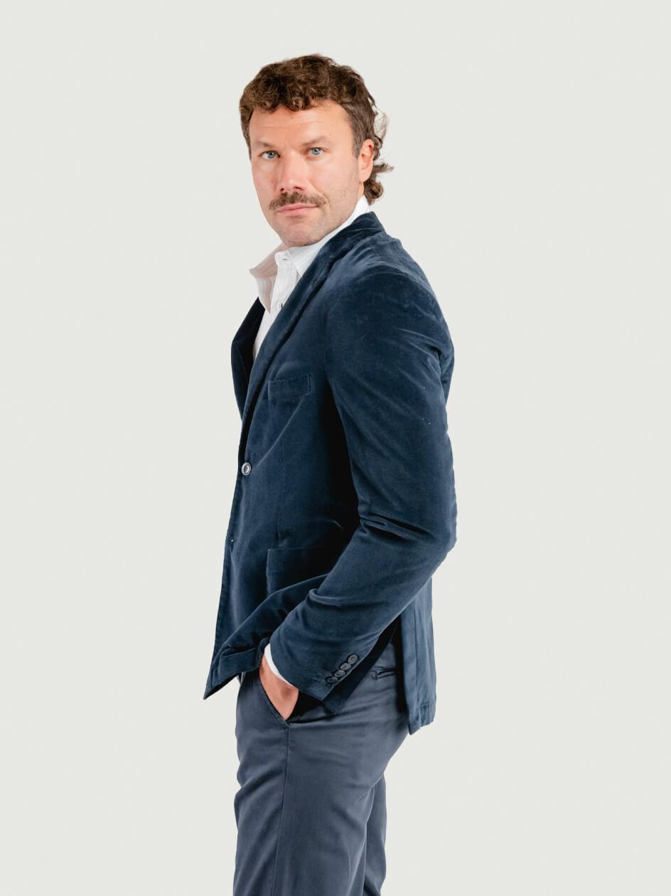 BLAZER IN VELLUTO BLU NAVY GD00385504 BLU NAVY ANDREA MORANDO 