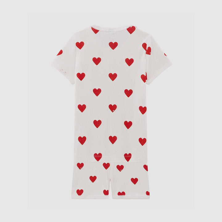 PIGIAMA CORTO BAMBINA IN COTONE MOTIVO CUORE A00OC 01 PETIT BATEAU 