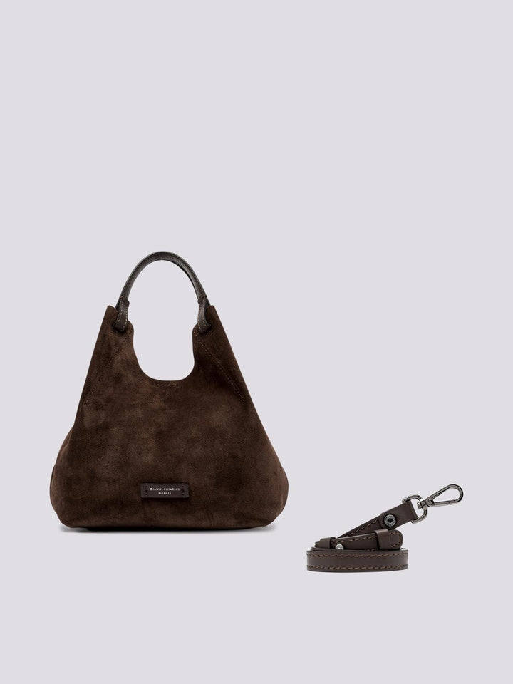Borsa a spalla Dua medium in suede cioccolato BS 9779 CM-PL 166 GIANNI CHIARINI 