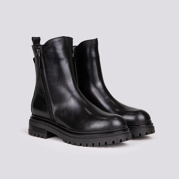 BIKER CON DOPPIA ZIP IN PELLE NERA TRPR702 NERO ANDREA MORANDO 