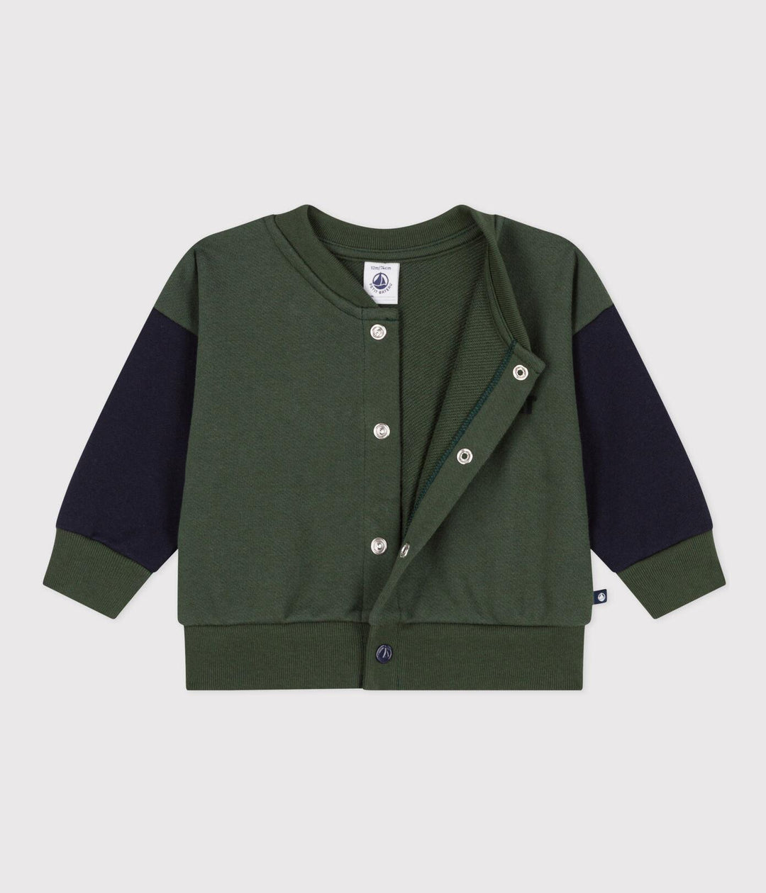 CAPPOTTO LETTER JACKET IN TESSUTO FELPATO VERDE E BLU PER BEBÈ A08H0 03 PETIT BATEAU 