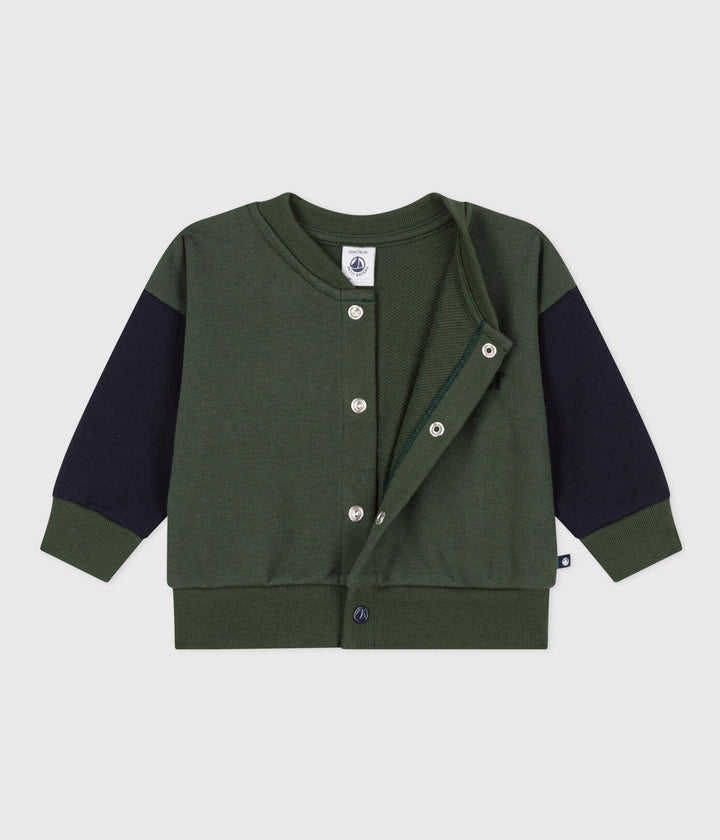 CAPPOTTO LETTER JACKET IN TESSUTO FELPATO VERDE E BLU PER BEBÈ A08H0 03 PETIT BATEAU 