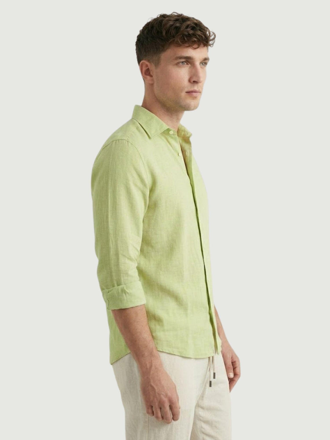 camicia in lino verde lime 9432900 407 ANDREA MORANDO 
