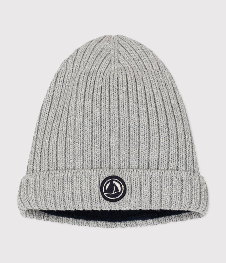 Berretto bebè in maglia grigio foderato in pile A0AUE 05 PETIT BATEAU 