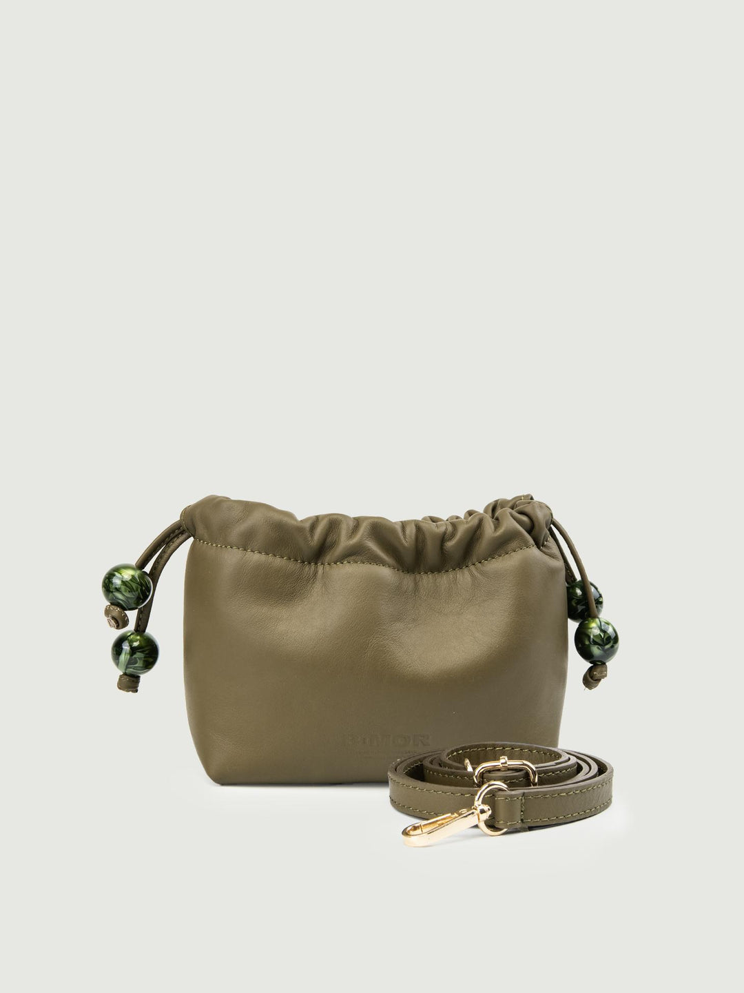 POCHETTE BON BON IN PELLE PISTACCHIO BONBON VERDE MILITARE BIMOR 
