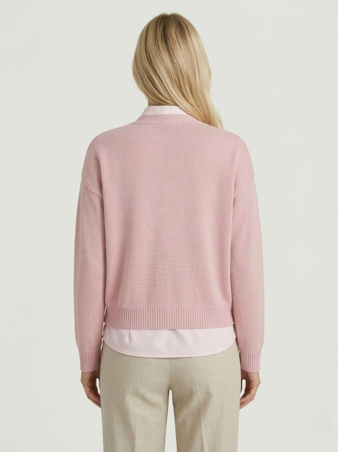 Cardigan con fantasia a rombi in cotone rosa D90106 ROSA/PANNA ANDREA MORANDO 