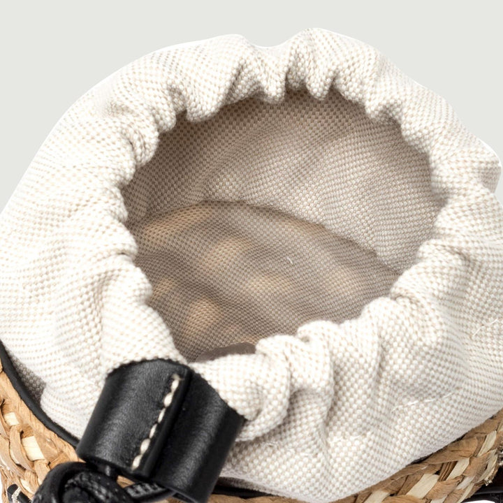 SECCHIELLO SAONA SMALL IN PAGLIA CON DETTAGLI IN PELLE NERA BS 10730 STRAW-PL 10313 GIANNI CHIARINI 