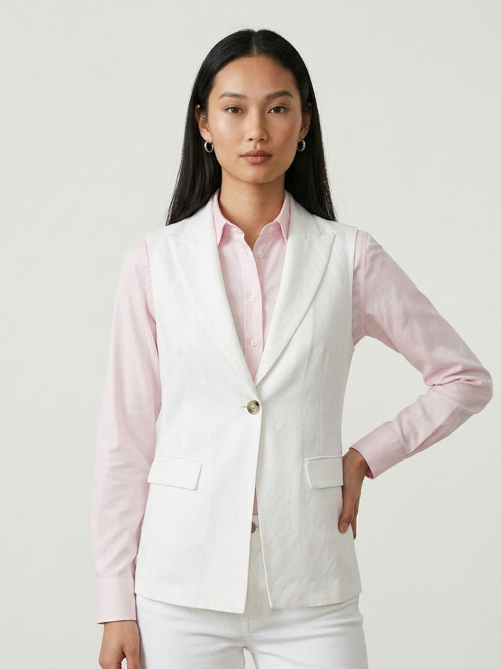 Gilet lungo in lino bianco 4497 BIANCO ANDREA MORANDO 