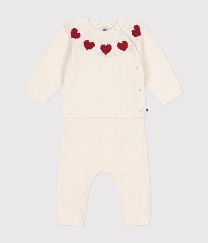 Set di 2 pezzi in maglia con cuori A0AXZ 01 PETIT BATEAU 