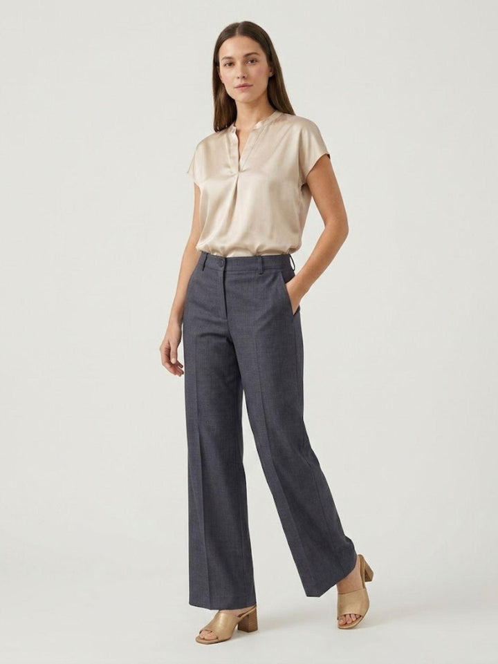 Pantaloni a palazzo con pences blu P3037 BLU NAVY ANDREA MORANDO 