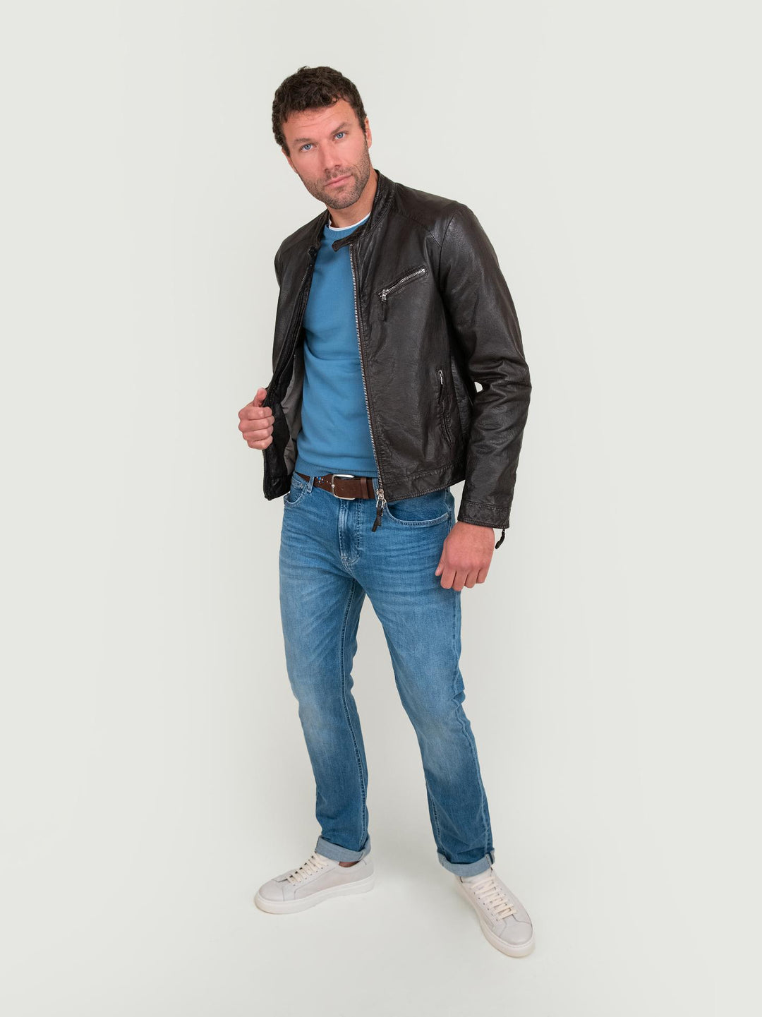 GIUBBOTTO IN PELLE MARRONE SCURO RUSTLER 06 JACK LEATHER 