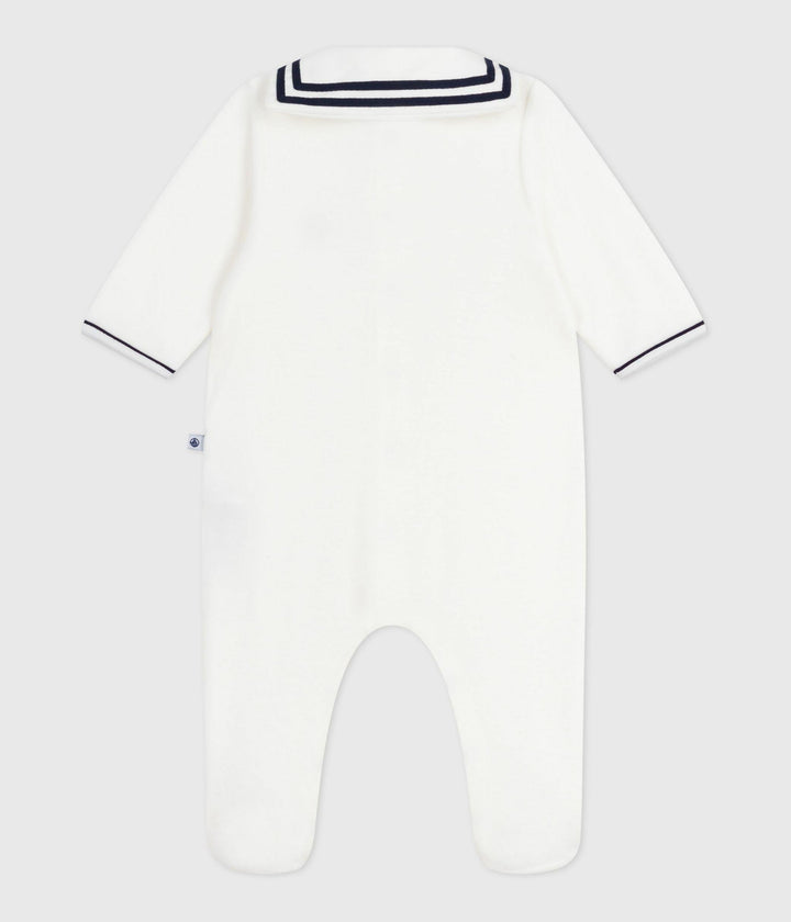 Pigiama con collo alla marinara in ciniglia neonato A0DQP 01 PETIT BATEAU 
