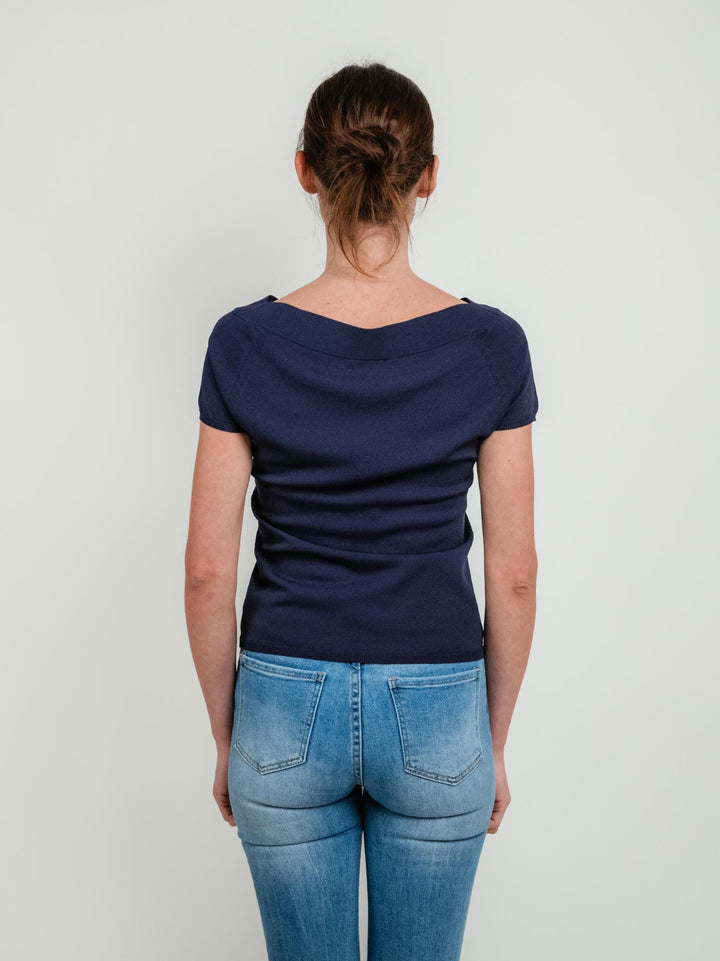 T-shirt scollo a barca BLU NAVY