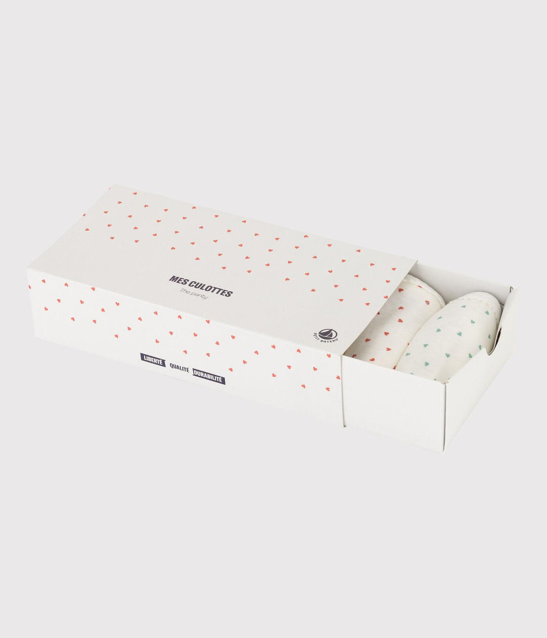 SET DI 5 SLIP BAMBINA IN COTONE A CUORICINI A08KJ 00 PETIT BATEAU 