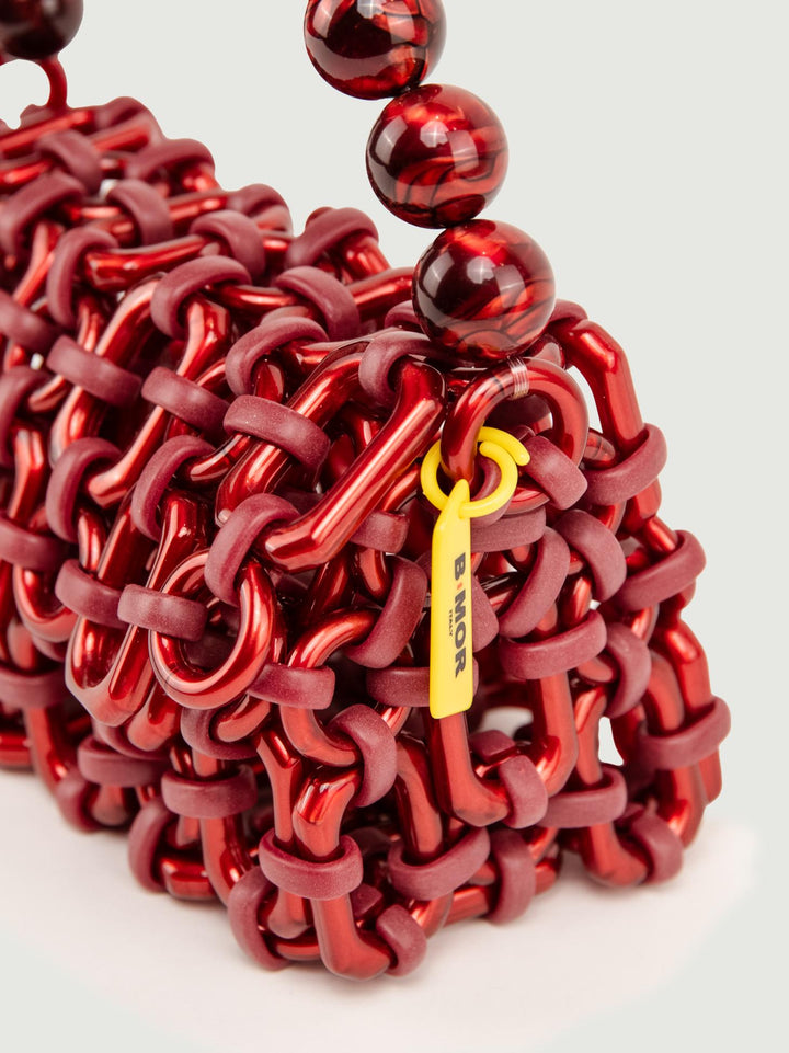 BORSA BUBBLE IN RESINA ROSSO METALLIZZATO BUBBLE METALLIC RED BIMOR 