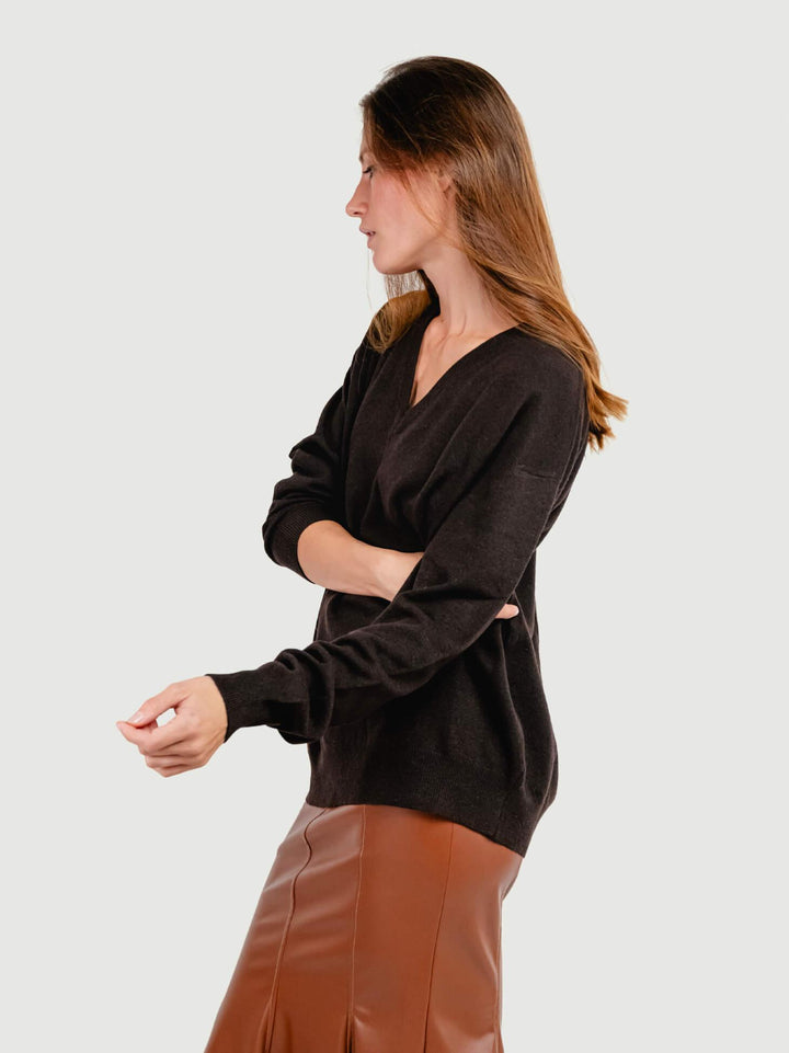 MAGLIA OVERSIZE SCOLLO A V TESTA MORO 14239V CAFFE ANDREA MORANDO 
