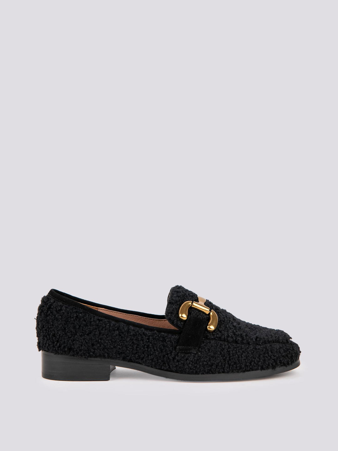 MOCASSINO IN TESSUTO BOUCLE NERO CON MORSETTO FRONTALE 572Z92VK NEGRO ANDREA MORANDO 