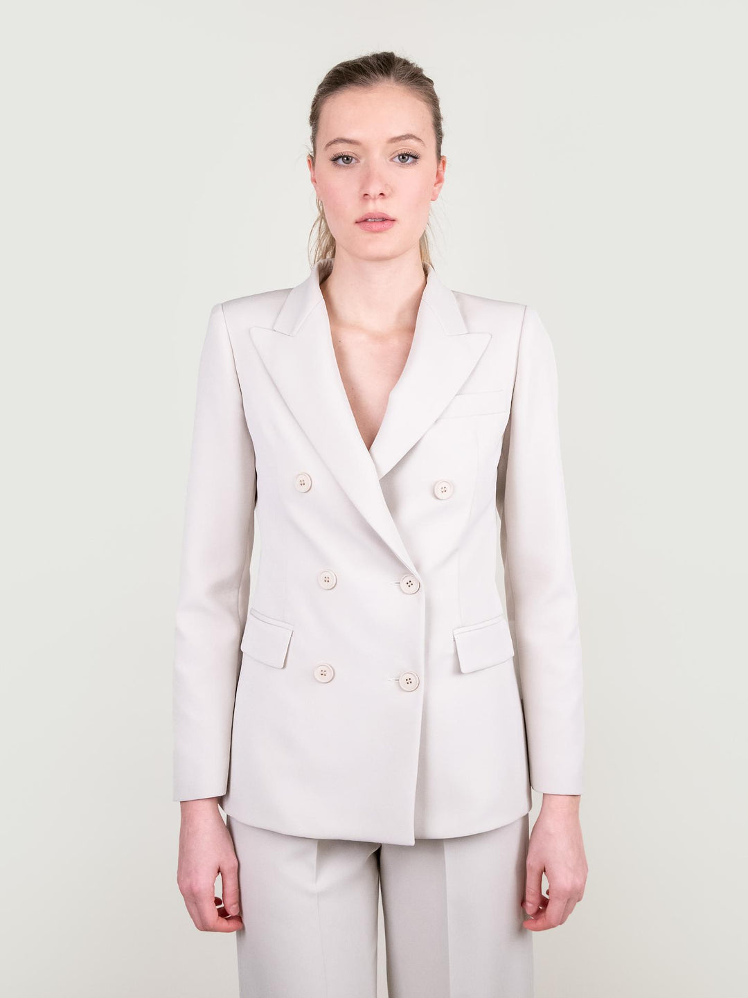 BLAZER DOPPIOPETTO IN TESSUTO PANNA 113877 GESSO ANDREA MORANDO 