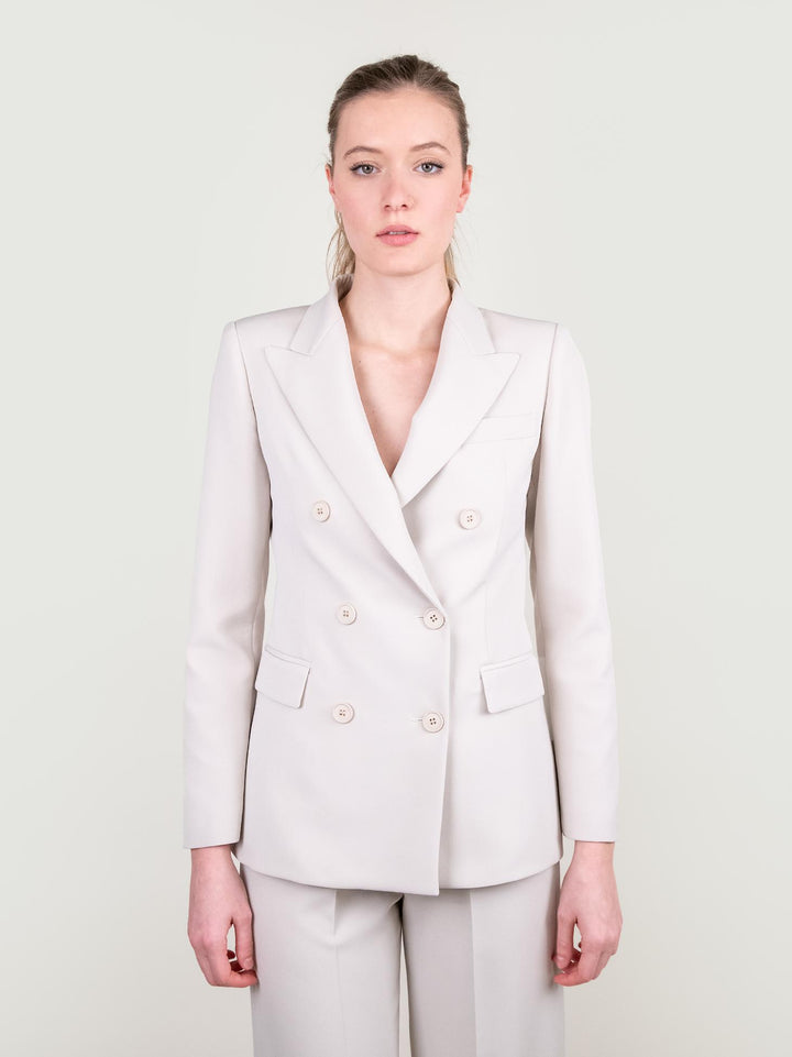 BLAZER DOPPIOPETTO IN TESSUTO PANNA 113877 GESSO ANDREA MORANDO 