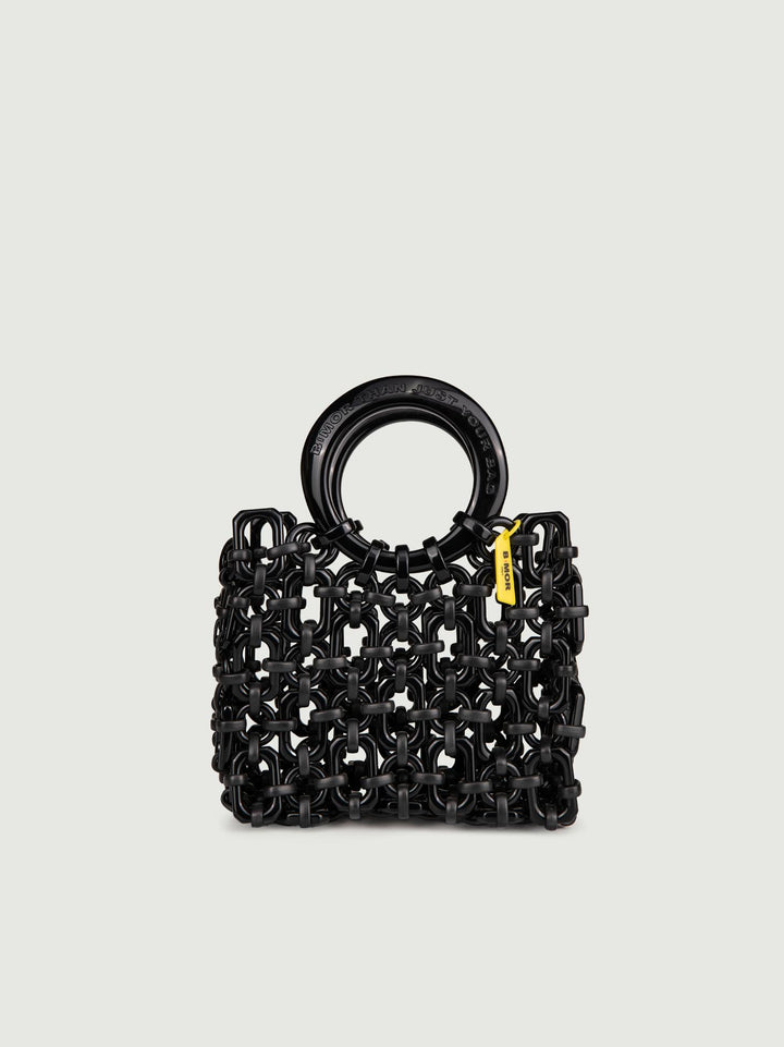 BORSA CON MANICI IN RESINA NERA "DOLL" DOLL NERO BIMOR 