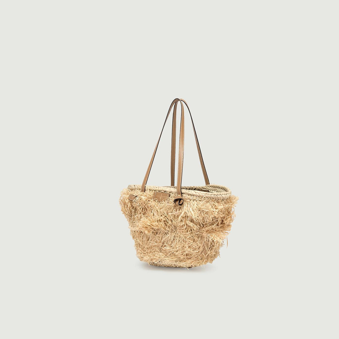 BORSA A SPALLA MIRTA IN PAGLIA CON DETTAGLI CUOIO BS 10760 BSK-PL 2554 GIANNI CHIARINI 