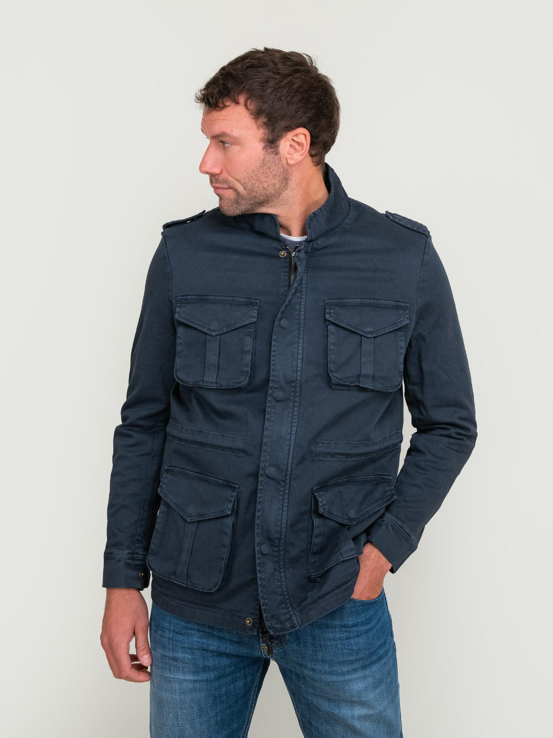FIELD JACKET IN COTONE BLU NAVY BU24S06GIPA 200 ANDREA MORANDO 