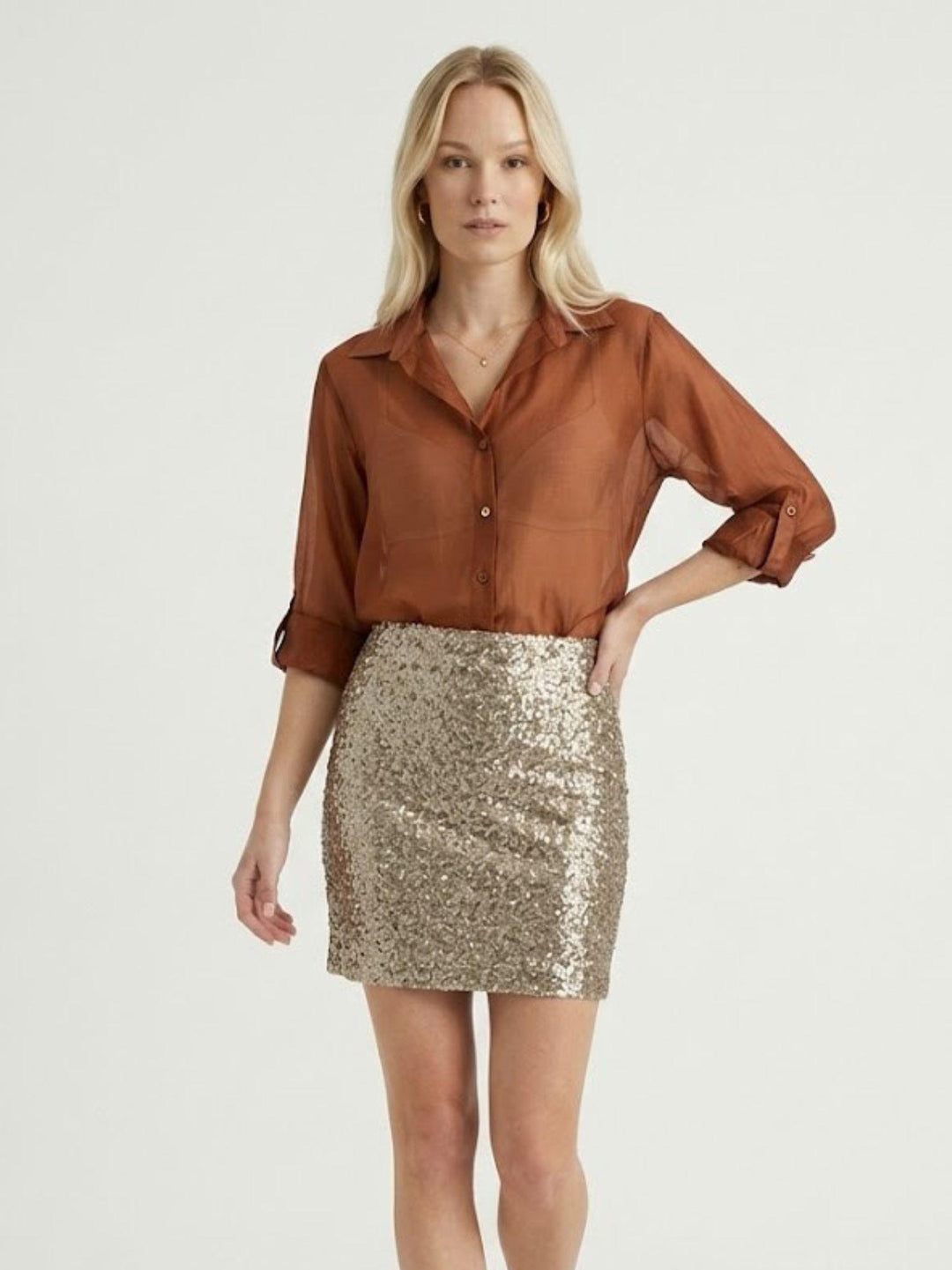 Camicia semitrasparente mattone M796/071 26 ANDREA MORANDO 